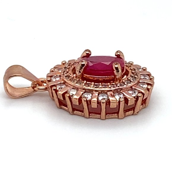 Jegdalek Ruby .94ct Rose Gold Finish Solid 925 Sterling Silver Pendant - Picture 6 of 8